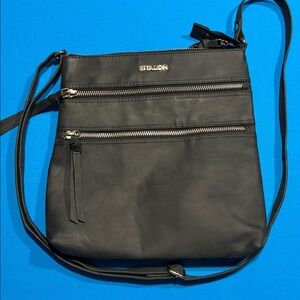 Estalon Black Leather Crossbody Bag
